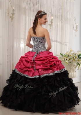 Best Selling Ruffles Sweetheart Quinceanera Gowns in Red and Black