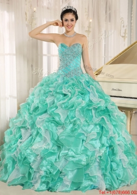 Brand New Apple Green Quinceanera Dresses with Beading and Ruffles