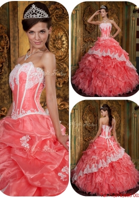 Exclusive Watermelon Quinceanera Gowns with Appliques and Ruffles