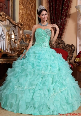 Lovely Apple Green Sweetheart Beading and Ruffles Quinceanera Dresses