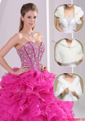 Perfect Ruffles and Beading Fuchsia Sweet 15 Dresses