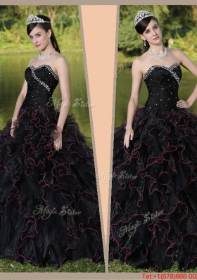 Winter Beautiful Sweetheart Quinceanera Gowns with Ruffles Layered and Beading