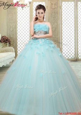 2016 Beautiful Strapless Quinceanera Dresses with Appliques and Ruffles