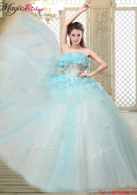 2016 Beautiful Strapless Quinceanera Dresses with Appliques and Ruffles