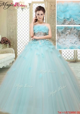 2016 Beautiful Strapless Quinceanera Dresses with Appliques and Ruffles