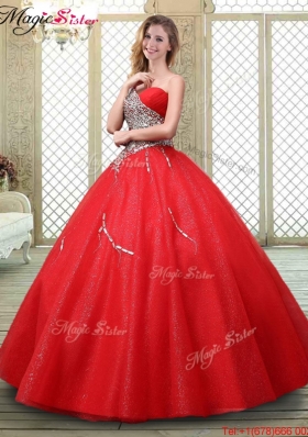 2016 Classical One Shoulder Quinceanera Dresses with Beading in Red