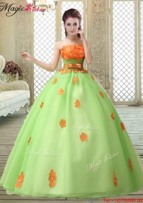 2016 Latest Strapless Prom owns with  Appliques and Belt