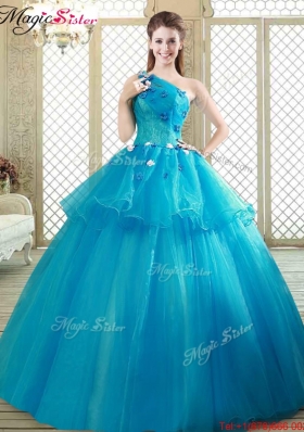 2016 Popular One Shoulder Quinceanera Dresses with Ruffles and Appliques