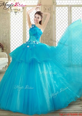 2016 Popular One Shoulder Quinceanera Dresses with Ruffles and Appliques