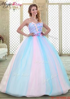 2016 Sweetheart Quinceanera Dresses with Hand Made Flowers