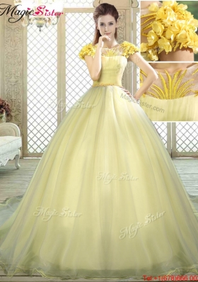 Discount Arrivals Bateau Brush Train Quinceanera Dresses