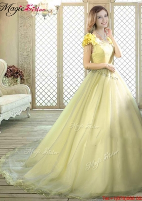 Discount Arrivals Bateau Brush Train Quinceanera Dresses