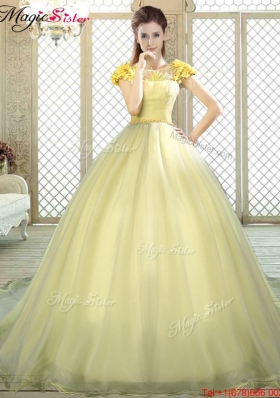 Discount Arrivals Bateau Brush Train Quinceanera Dresses