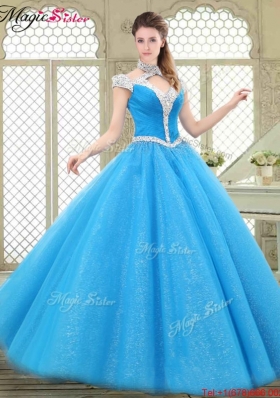 Discount Halter Top Quinceanera Gowns with Beading