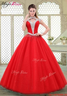 Discount Halter Top Quinceanera Gowns with Beading