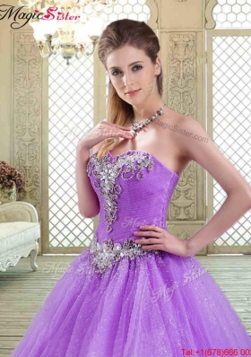 Elegant Sweetheart Brush Train 2016 Prom Dresses with Beading