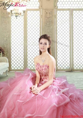 Lovely Strapless Discount Quinceanera Dresses with  Appliques and Ruffles