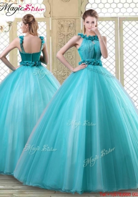 Pretty Bateau Quinceanera Discount Dresses with Ruffles in Teal