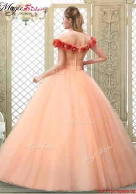 Pretty Off the Shoulder Discount Quinceanera Dresses with Hand Made Flowers