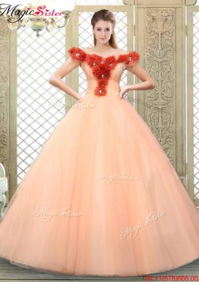 Pretty Off the Shoulder Discount Quinceanera Dresses with Hand Made Flowers