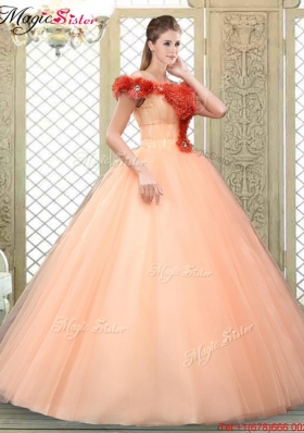 Pretty Off the Shoulder Discount Quinceanera Dresses with Hand Made Flowers