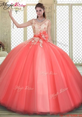 Spring Straps Discount Quinceanera Dresses with Appliques and Hand Made Flowers