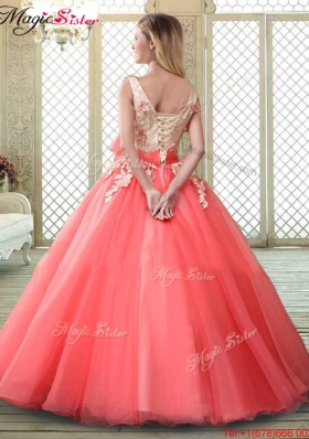 Spring Straps Discount Quinceanera Dresses with Appliques and Hand Made Flowers