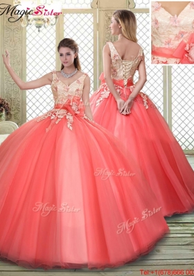 Spring Straps Discount Quinceanera Dresses with Appliques and Hand Made Flowers
