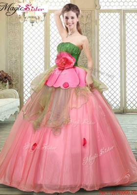 The Most Popular Strapless Quinceanera Gowns with Hand Made Flowers