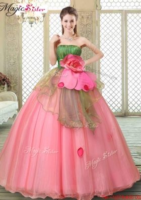 The Most Popular Strapless Quinceanera Gowns with Hand Made Flowers