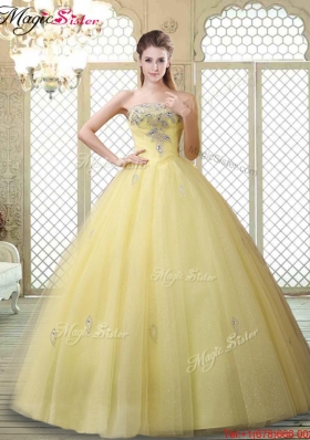 Romantic Strapless Quinceanera Gowns with Appliques and Beading for Fall