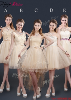 2016 Fashionable Strapless Lace Champagne Bridesmaid Dresses