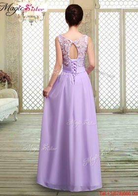 2016 Pretty Scoop Bowknot Lavender Bridesmaid Dresses for Fall