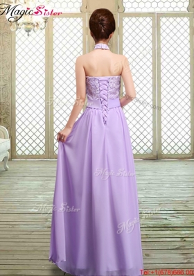 2016 Sweet High Neck Lace Lavender Dama Dresses