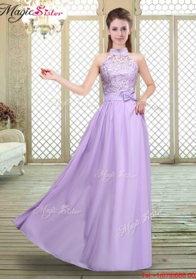 2016 Sweet High Neck Lace Lavender Dama Dresses