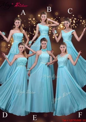 Affordable Strapless Floor Length Bridesmaid Dresses in Aqua Blue