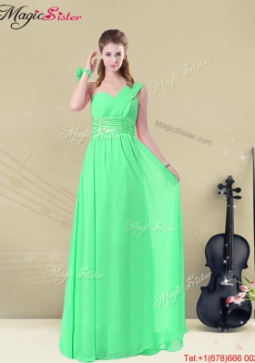 Hot Sale Empire One Shoulder Prom Dresses with Belt