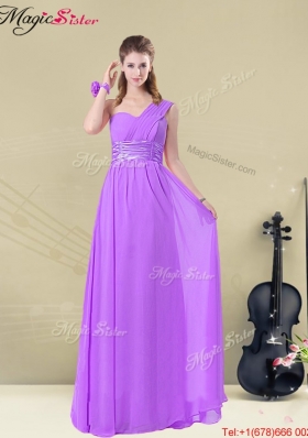 Hot Sale Empire One Shoulder Prom Dresses with Belt