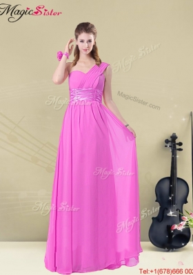 Hot Sale Empire One Shoulder Prom Dresses with Belt