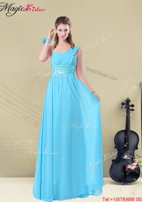 Latest Floor-length One Shoulder  Prom Dresses with Belt