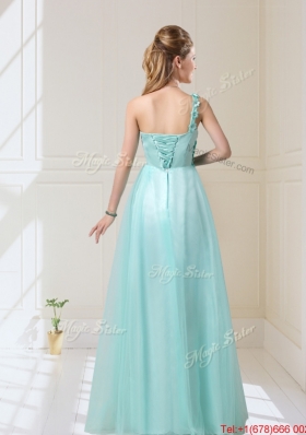 2015 One Shoulder Floor Length Dama Dresses with Appliques