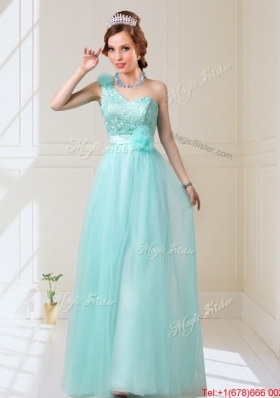 2015 Empire Lace Up Hand Made Flowers Dama Dresses in Mint