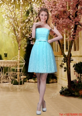 2016 Beautiful A Line Bridesmaid Dresses with Belt in Aqua Blue