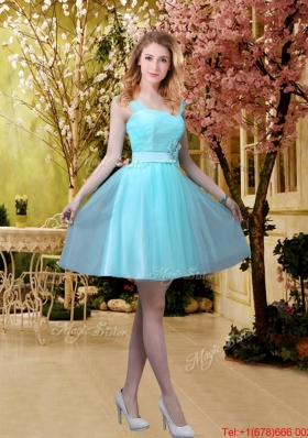 2016 Beautiful A Line Bridesmaid Dresses with Belt in Aqua Blue