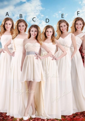 Affordable High Low Sweetheart Bridesmaid Dresses in Champagne