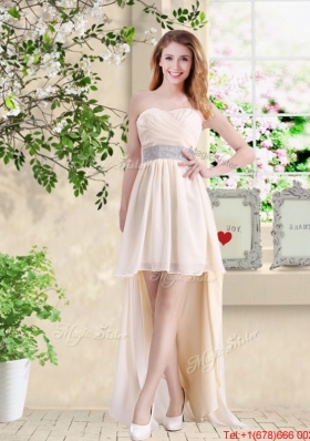 Affordable High Low Sweetheart Bridesmaid Dresses in Champagne