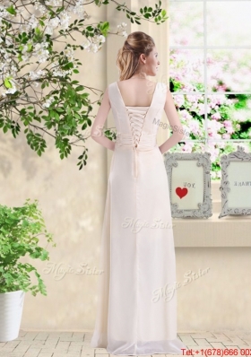 Beautiful V Neck Lace Up Prom Dresses with Hand Made Flowers