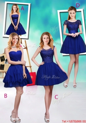 Decent Short Appliques Scoop Dama Dresses in Royal Blue