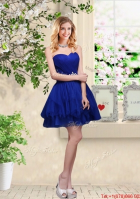 Decent Short Appliques Scoop Dama Dresses in Royal Blue