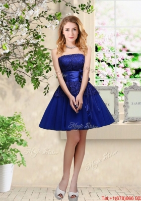 Decent Short Appliques Scoop Dama Dresses in Royal Blue